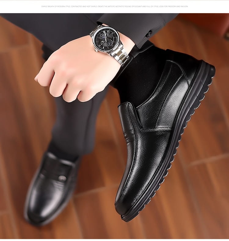 First Layer Cowhide Men’s Business Casual Non-slip Soft Leather Soft Sole Loafer Shoes Dubai