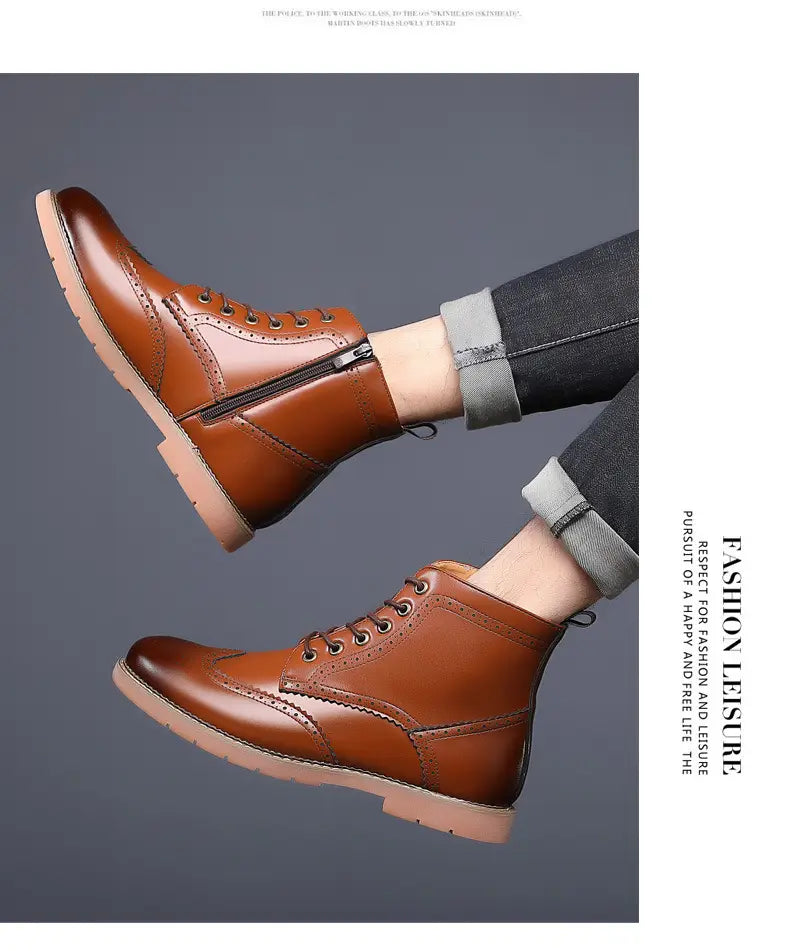 Men’s High-top Business Casual Leather Shoes British Martin Boots