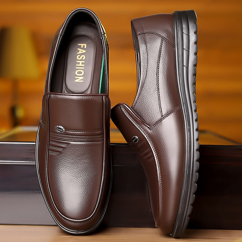 First Layer Cowhide Men's Business Casual Non-slip Soft Leather Soft Sole Loafer Shoes Dubai