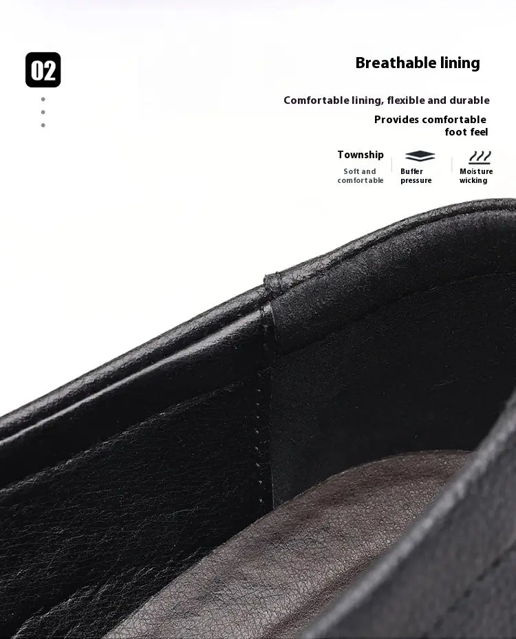 First Layer Cowhide Men’s Business Casual Non-slip Soft Leather Soft Sole Loafer Shoes Dubai