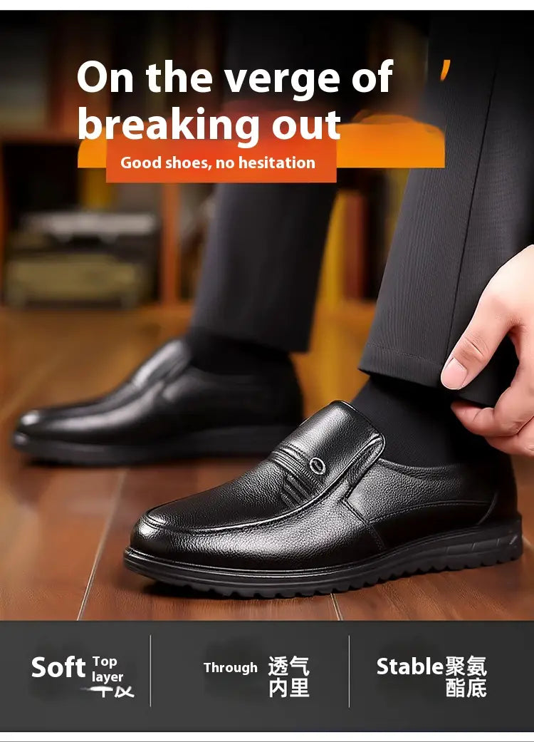 First Layer Cowhide Men’s Business Casual Non-slip Soft Leather Soft Sole Loafer Shoes Dubai