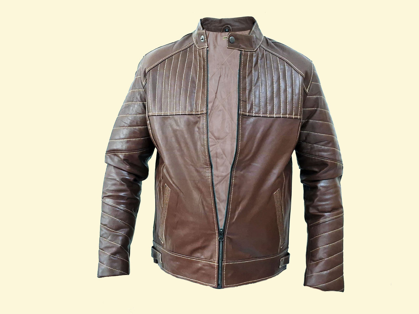 Men Jacket : Leather Jacket Dark Brown Genuine Leather