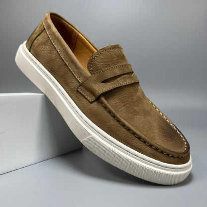 Casual Men's Genuine Retro Soft Bottom Calf Leather Shoes_Loafer