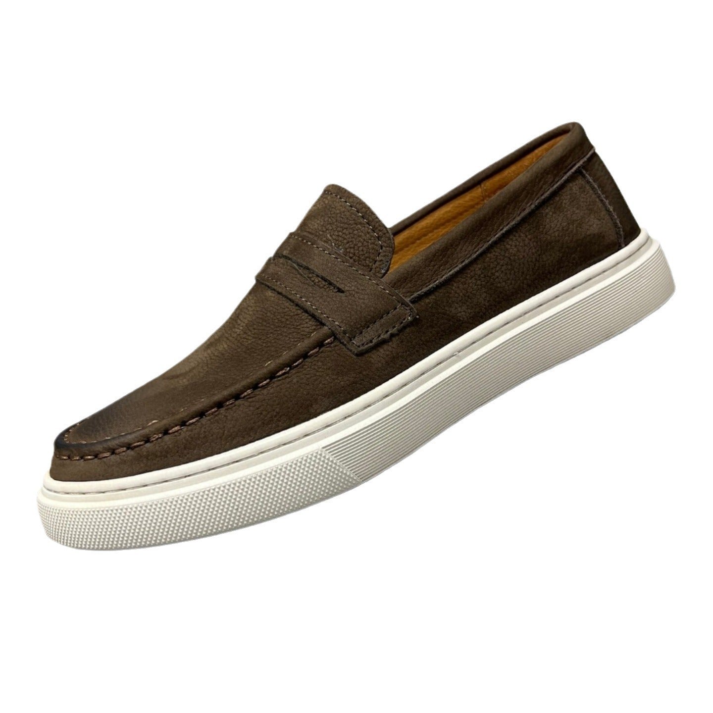 Casual Men's Genuine Retro Soft Bottom Calf Leather Shoes_Loafer