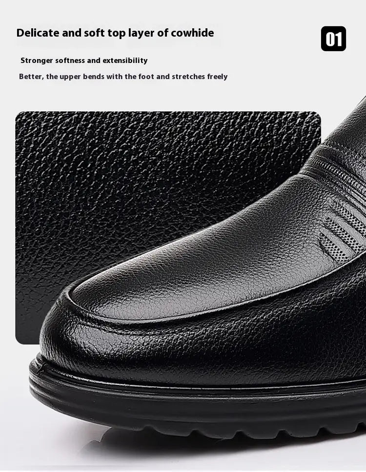 First Layer Cowhide Men’s Business Casual Non-slip Soft Leather Soft Sole Loafer Shoes Dubai