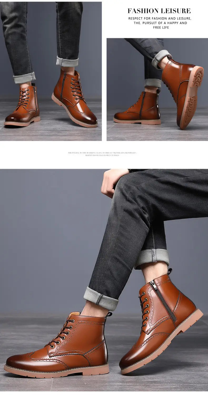 Men’s High-top Business Casual Leather Shoes British Martin Boots