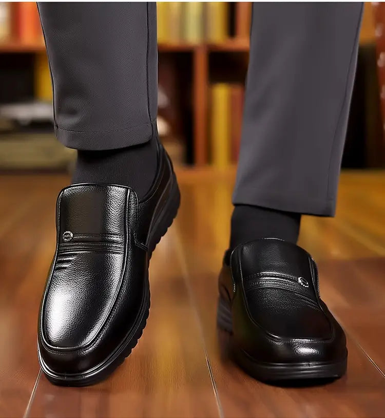 First Layer Cowhide Men’s Business Casual Non-slip Soft Leather Soft Sole Loafer Shoes Dubai