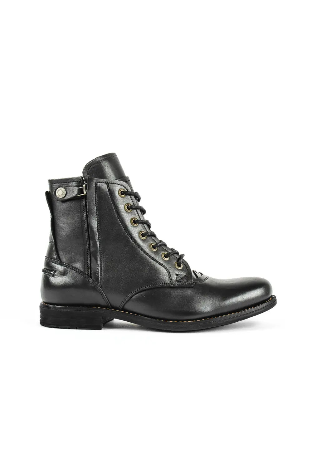 Men Cowboy Boots Retro Lace-up Martin Boot Round Toe Low Heel Shoes