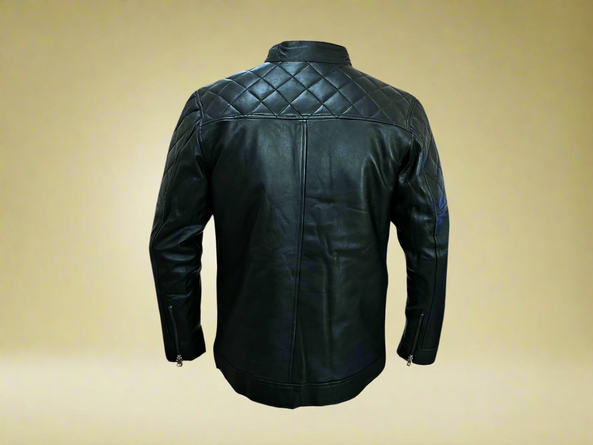 Men Jacket : Leather Jacket Black Genuine Leather 3