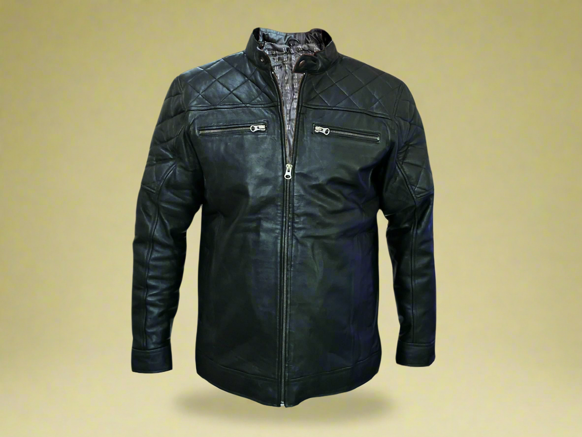 Men Jacket : Leather Jacket Black Genuine Leather 3