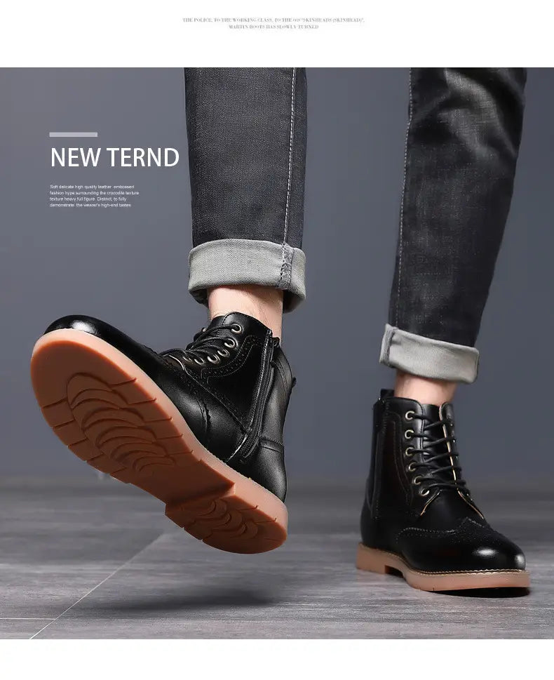 Men’s High-top Business Casual Leather Shoes British Martin Boots