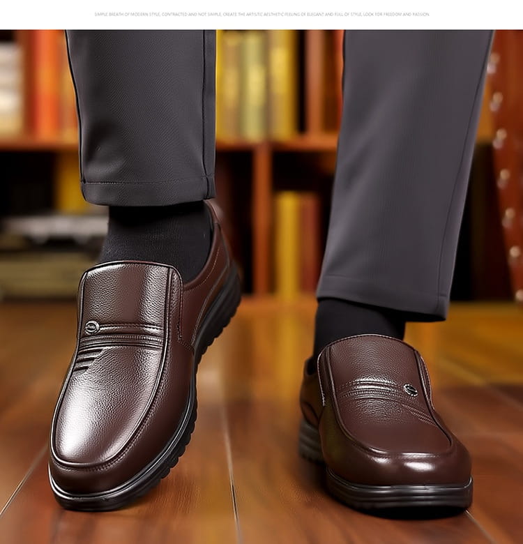 First Layer Cowhide Men’s Business Casual Non-slip Soft Leather Soft Sole Loafer Shoes Dubai