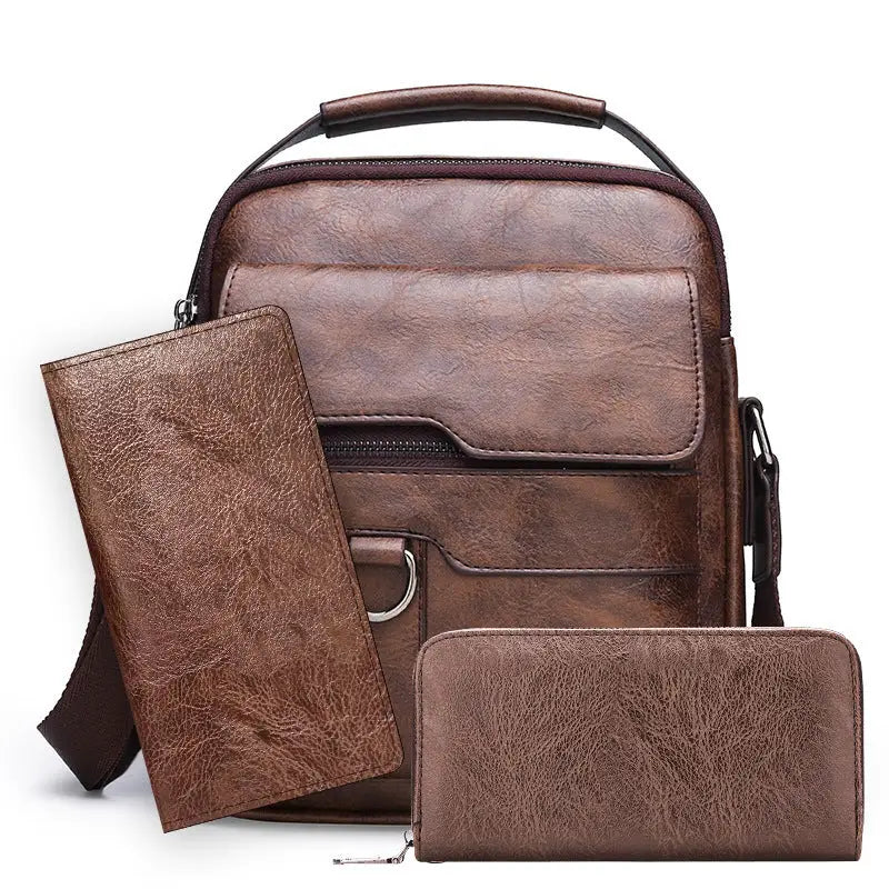 Casual Crossbody Men’s Document Small Backpack - Brown Long Wallet Handbag - Bags & Luggage - Men’s Bags - Wallets