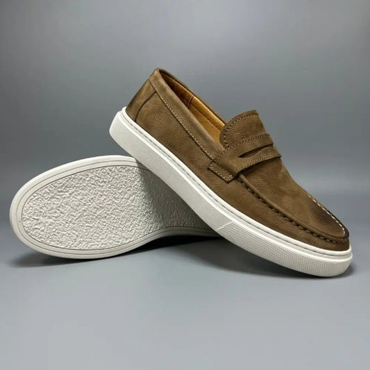 Casual Men’s Genuine Retro Soft Bottom Calf Leather Shoes_Loafer - Leather Shoes for men