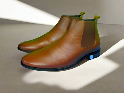 Chelsea Boot Golden Brown Genuine Leather shoes men - Rambler Shoes FZE