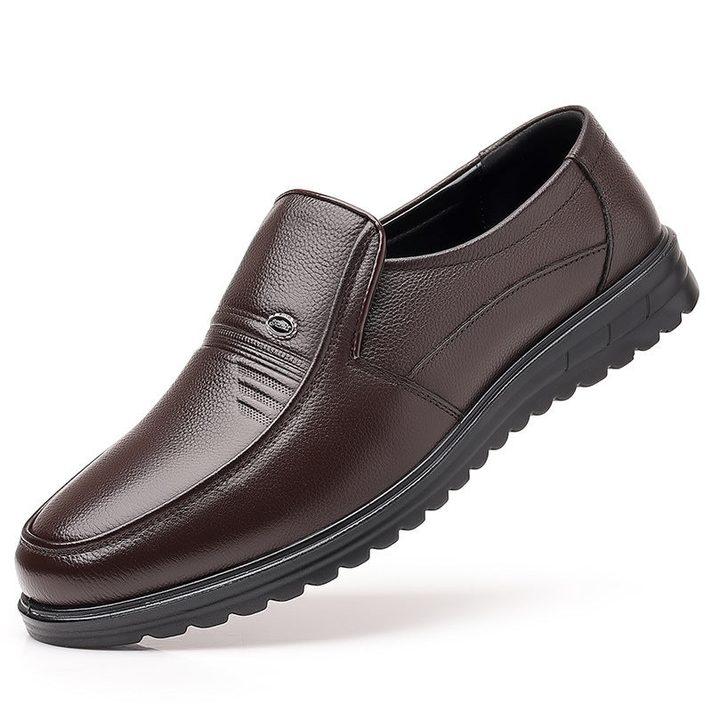 First Layer Cowhide Men's Business Casual Non-slip Soft Leather Soft Sole Loafer Shoes Dubai