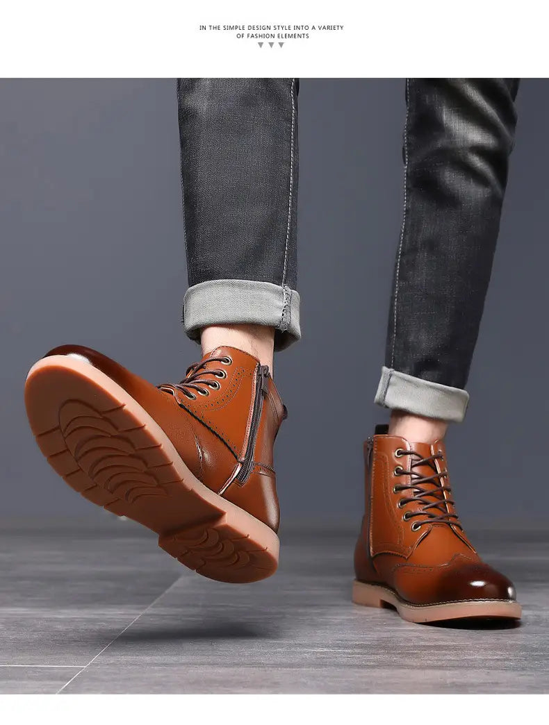Men’s High-top Business Casual Leather Shoes British Martin Boots