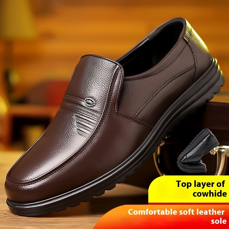 First Layer Cowhide Men's Business Casual Non-slip Soft Leather Soft Sole Loafer Shoes Dubai