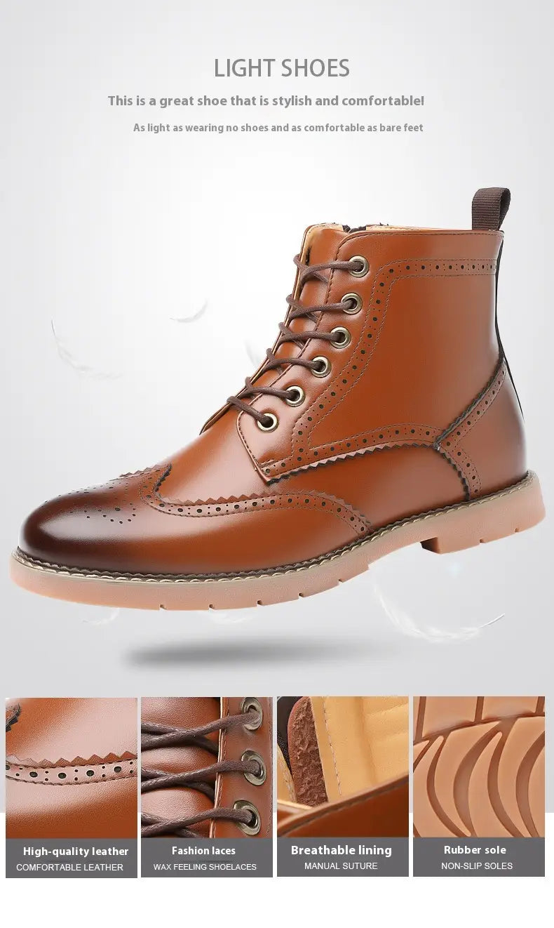 Men’s High-top Business Casual Leather Shoes British Martin Boots