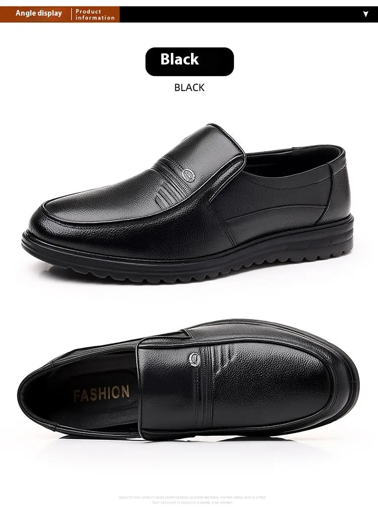 First Layer Cowhide Men’s Business Casual Non-slip Soft Leather Soft Sole Loafer Shoes Dubai