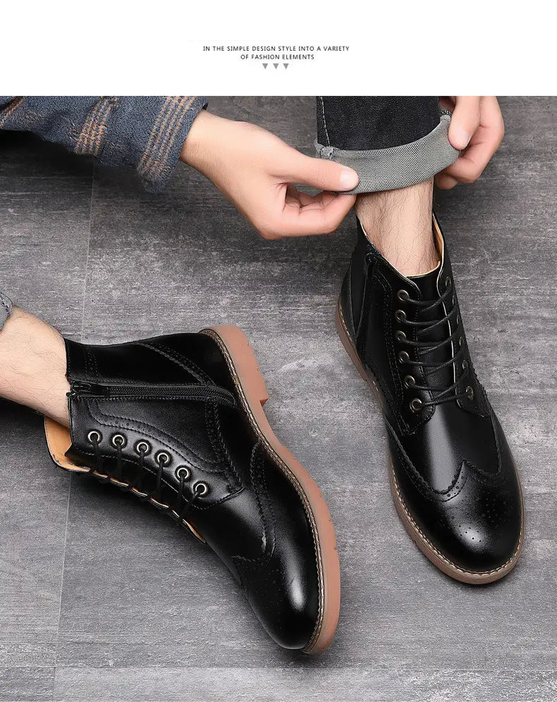 Men’s High-top Business Casual Leather Shoes British Martin Boots
