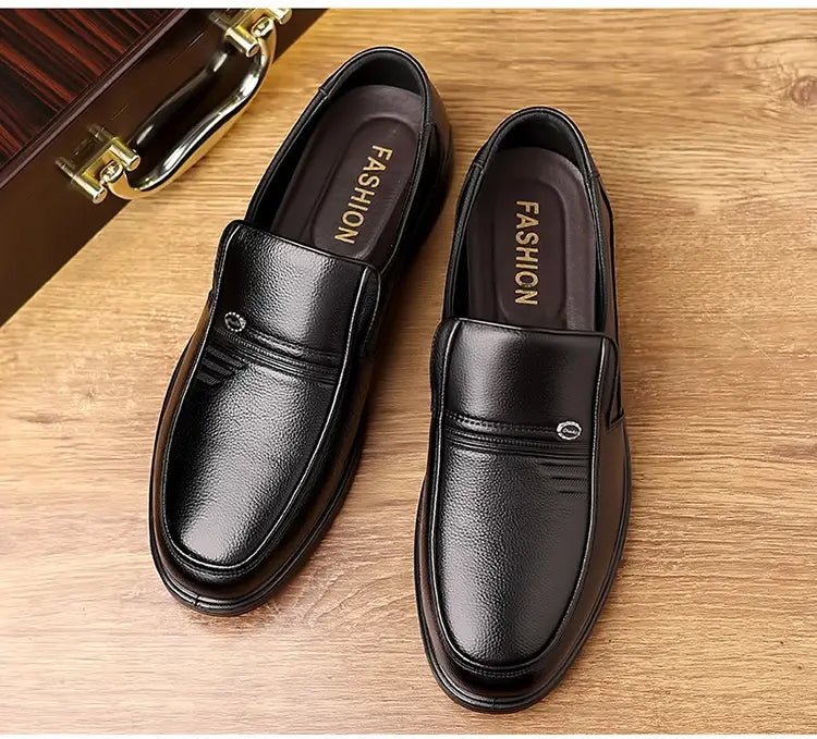 First Layer Cowhide Men’s Business Casual Non-slip Soft Leather Soft Sole Loafer Shoes Dubai