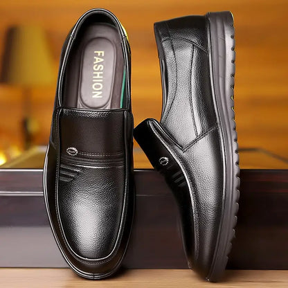 First Layer Cowhide Men’s Business Casual Non-slip Soft Leather Soft Sole Loafer Shoes Dubai
