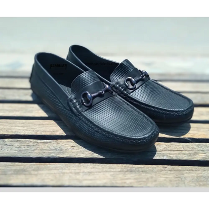 Loafer Shoes Genuine Leather Black - 41 - Leather Shoes for men