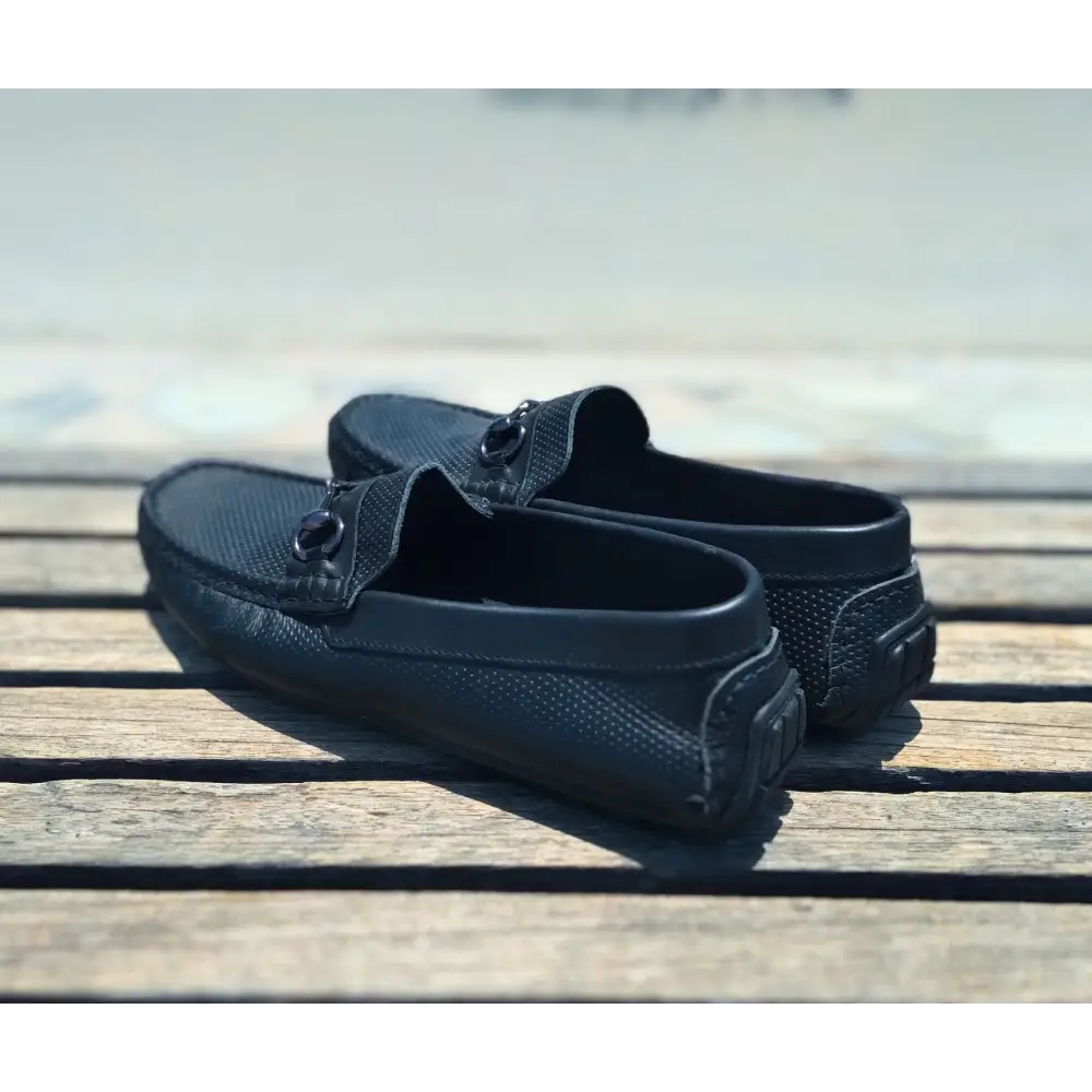 Loafer Shoes Genuine Leather Black - 41 - Leather Shoes for men