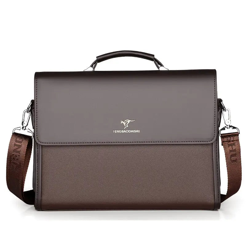 Men’s Horizontal Leather Portable Briefcase - Brown - Bags & Luggage - Men’s Bags - Wallets