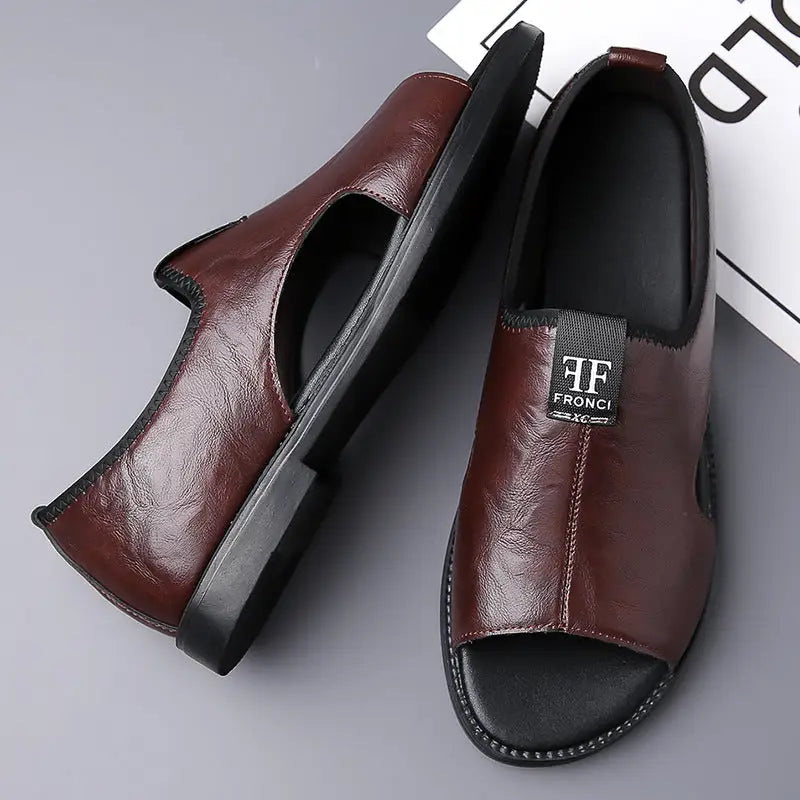 New Casual Soft Bottom Non Slip Outdoor Beach Shoes Trendy Roman Shoes_sandals Dubai - 38 / RB889 Brown - Leather Shoes