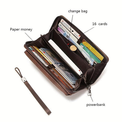 New Men's Wallet Long Fashion Soft Wallet Zipper Multi-card Wallet Mobile Phone Bag Large Capacity - Rambler Shoes FZE