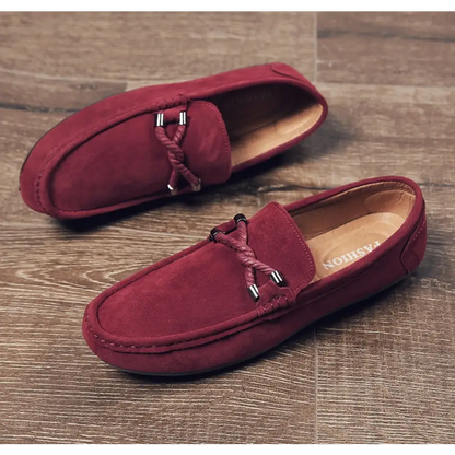 One-legged slippery lazy shoes Loafers - Red / 39 - Leather Shoes for men