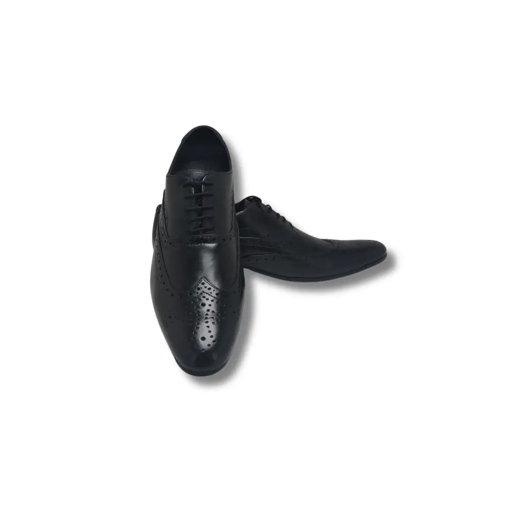 Oxford Genuine Leather Shoes Full Brogue Black - Rambler Shoes FZE