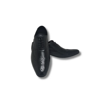 Oxford Genuine Leather Shoes Full Brogue Black - Rambler Shoes FZE