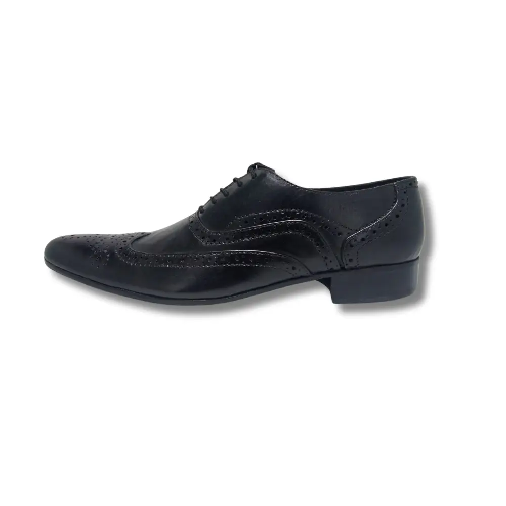 Oxford Genuine Leather Shoes Full Brogue Black - Rambler Shoes FZE