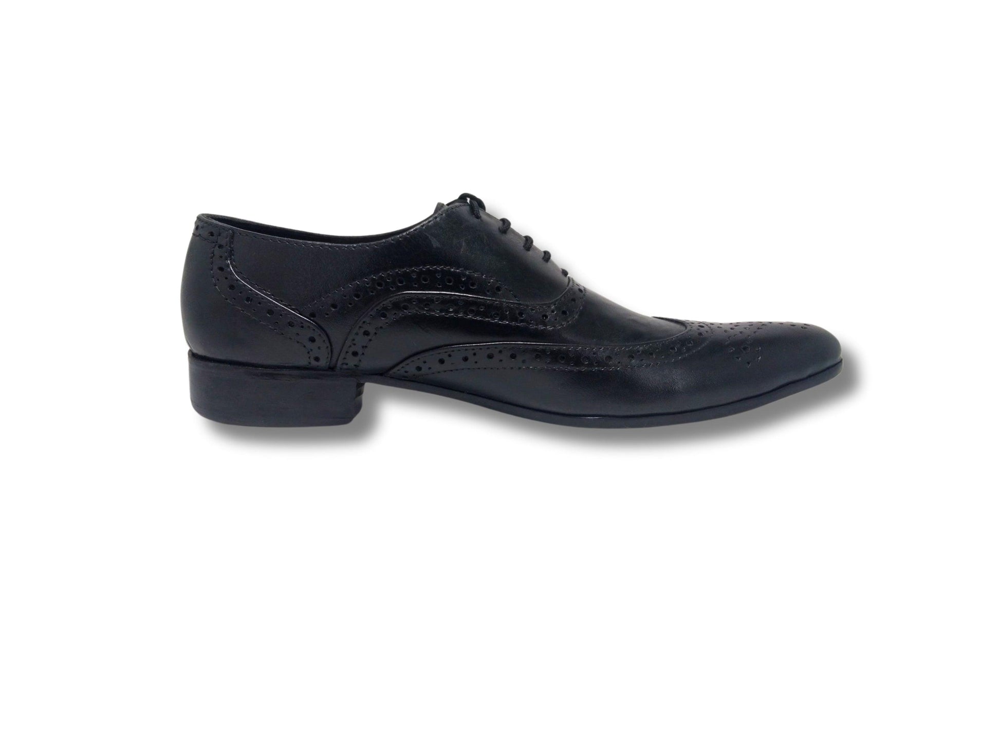 Oxford Genuine Leather Shoes Full Brogue Black - Rambler Shoes FZE