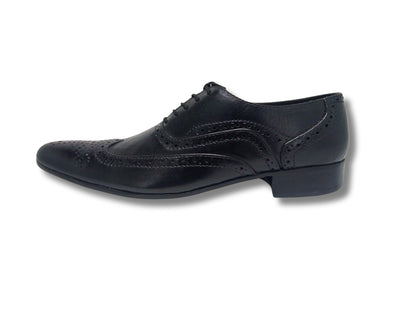 Oxford Genuine Leather Shoes Full Brogue Black - Rambler Shoes FZE