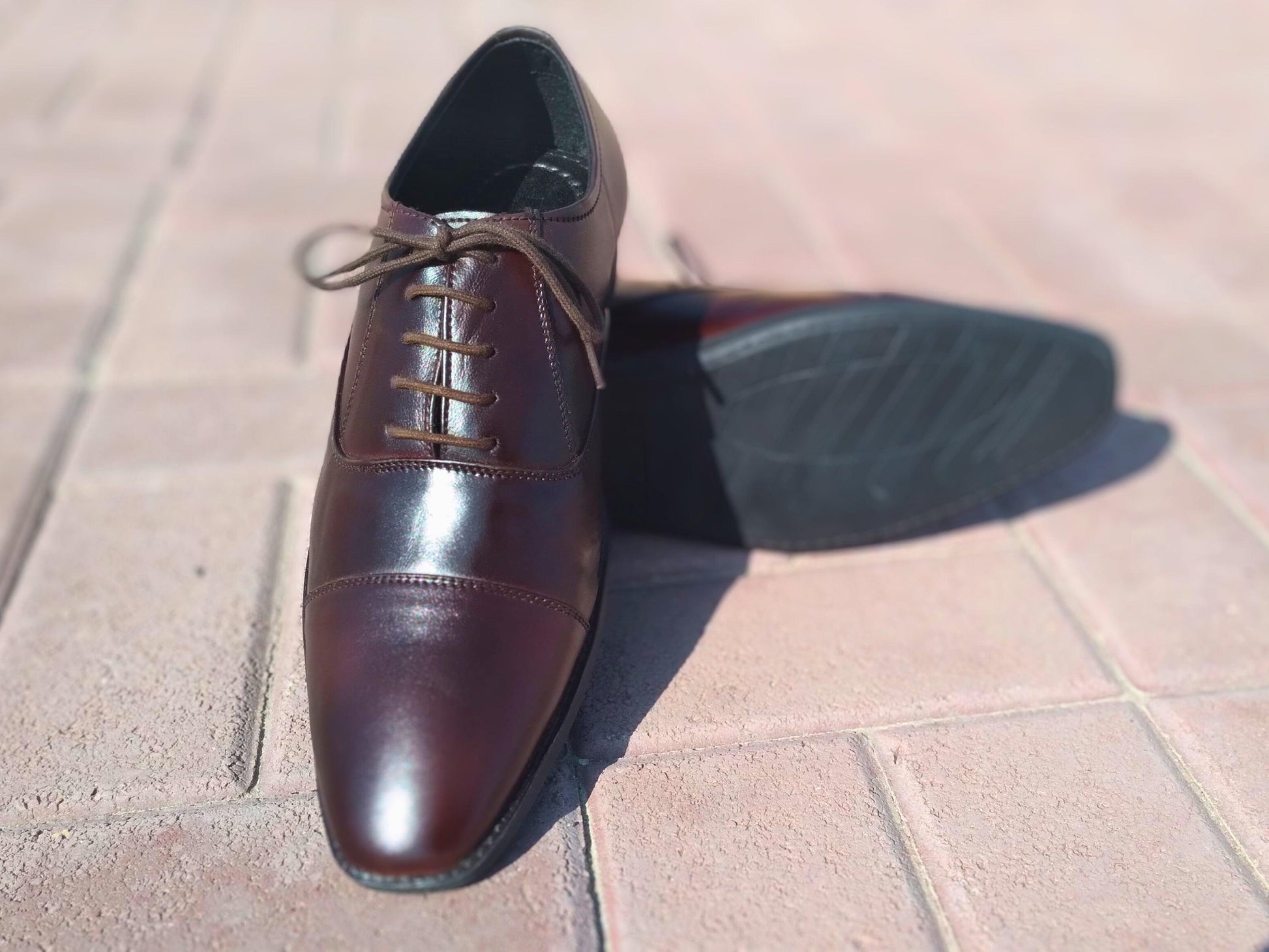 Oxford Shoes Genuine Leather Captoe Chocolate Brown - Rambler Shoes FZE