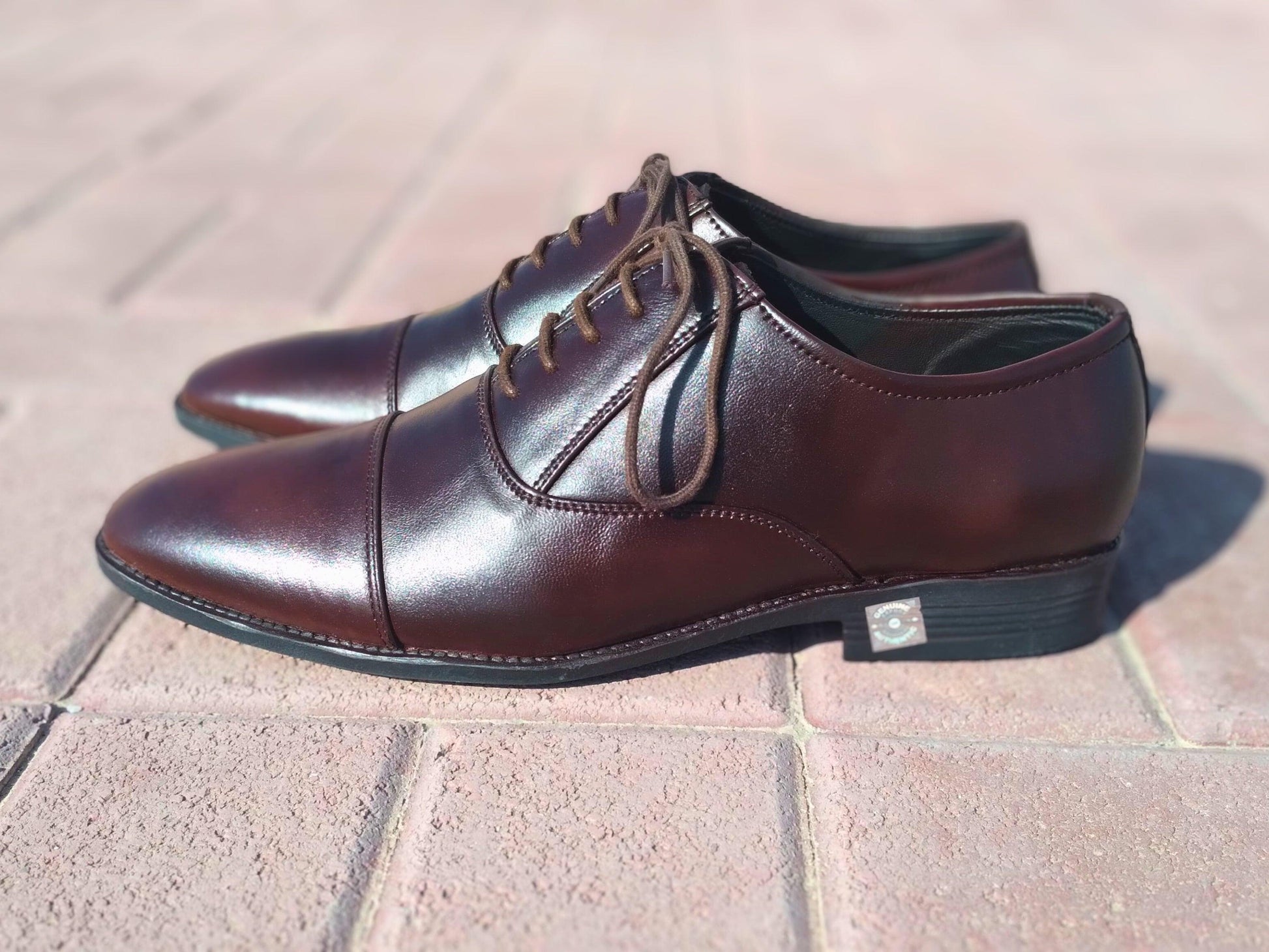 Oxford Shoes Genuine Leather Captoe Chocolate Brown - Rambler Shoes FZE