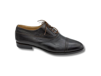 Oxford Shoes Genuine Leather Captoe semi brogue Black - Rambler Shoes FZE