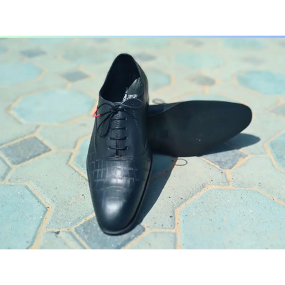 Oxford Shoes Genuine Leather Plain toe Black - Rambler Shoes FZE