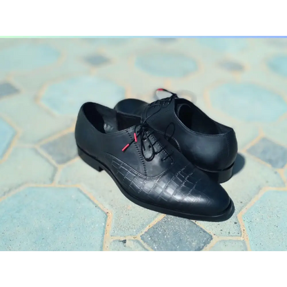 Oxford Shoes Genuine Leather Plain toe Black - Rambler Shoes FZE