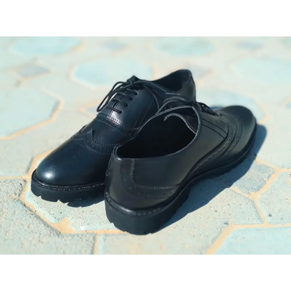 Oxford Shoes Genuine Leather Wingtoe Full brogue Black EVA Sole - Rambler Shoes FZE