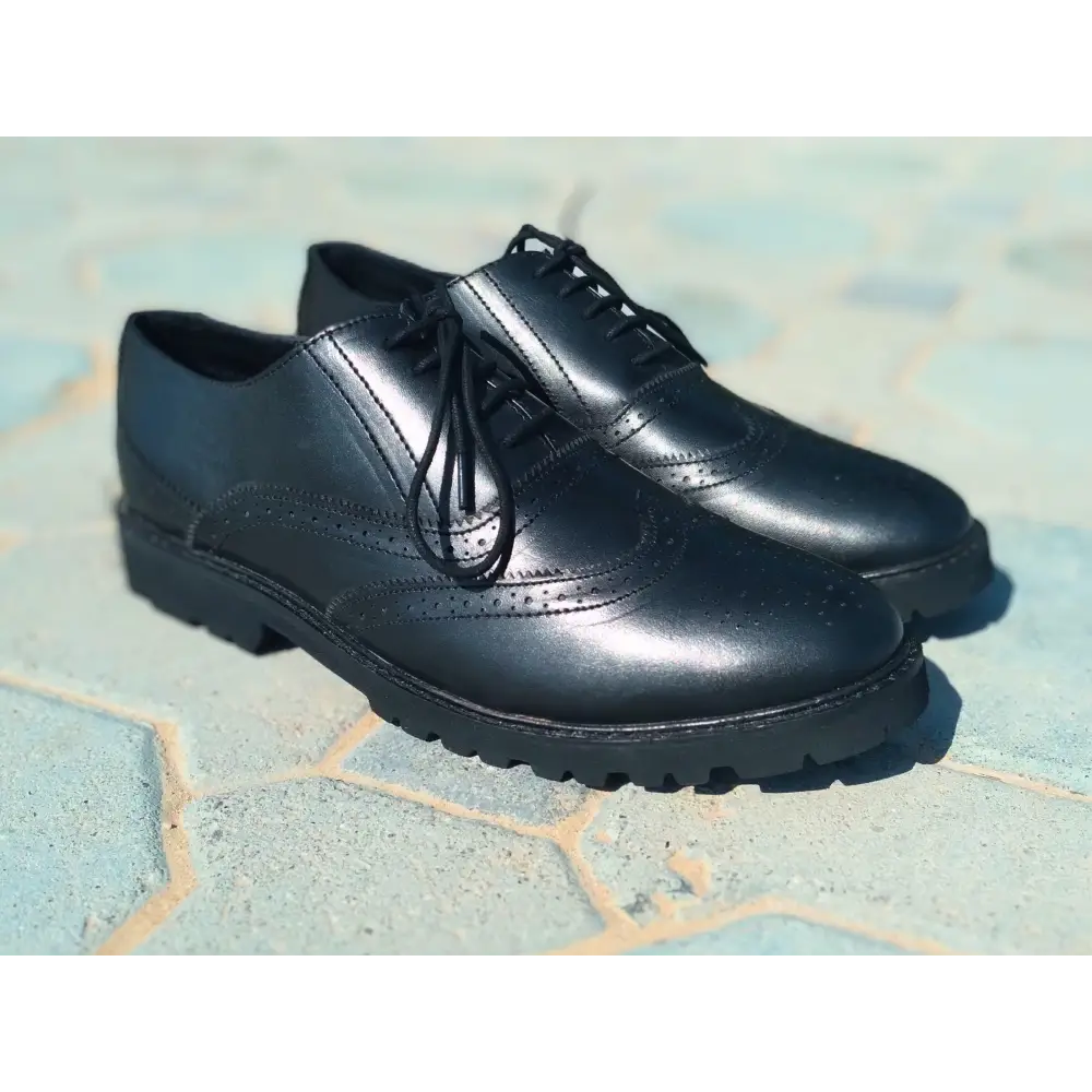 Oxford Shoes Genuine Leather Wingtoe Full brogue Black EVA Sole - Rambler Shoes FZE