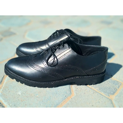 Oxford Shoes Genuine Leather Wingtoe Full brogue Black EVA Sole - Rambler Shoes FZE