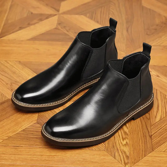 Autumn And Winter Dubai_Plus Size Chelsea Boots Double Elastic - Leather Shoes for men