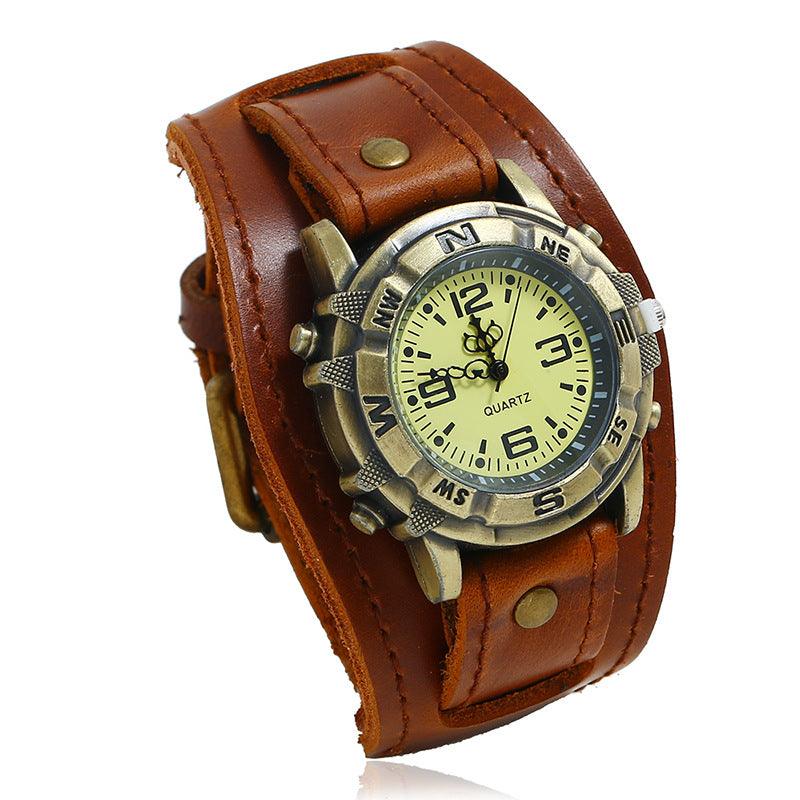 Vintage Leather Watch Bracelet, Versatile Fashion Men and Women - Rambler Shoes FZE