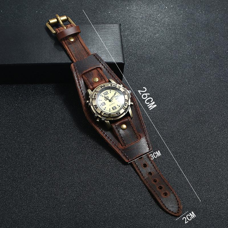 Vintage Leather Watch Bracelet, Versatile Fashion Men and Women - Rambler Shoes FZE